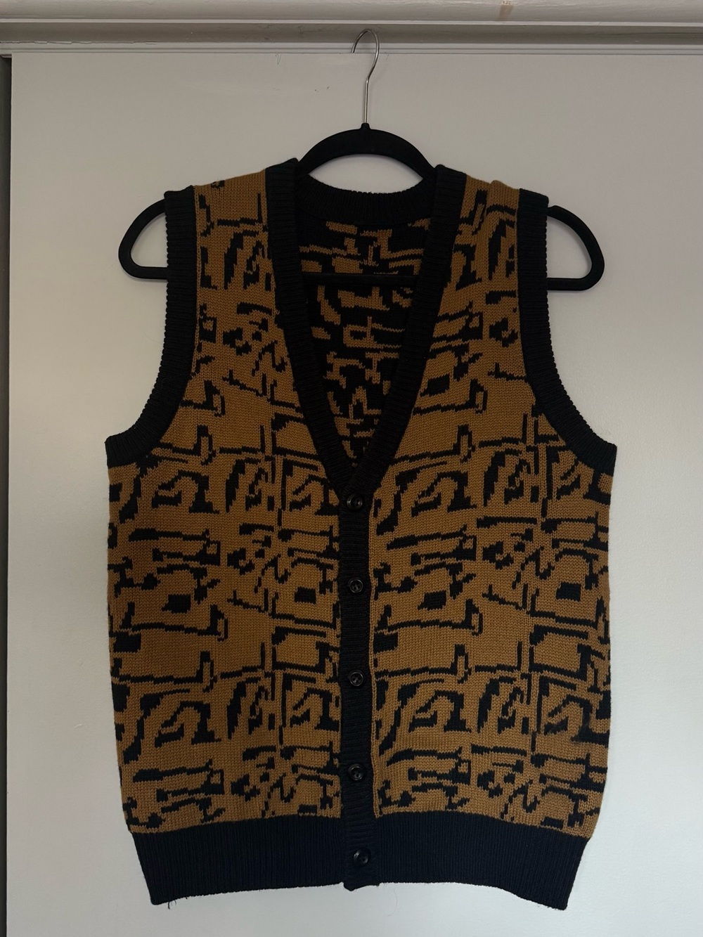 Brown & Black Knit Button Vest